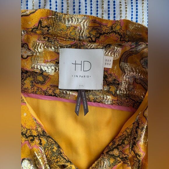 Anthropologie HD in Paris Goldspun Paisley Silk Dress Pleated size 2 Sleeveless - Picture 6 of 17